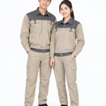 Đồng phục bảo hộ may sẵn màu be phối xám