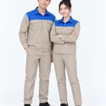 Đồng phục bảo hộ may sẵn màu be phối xanh dương