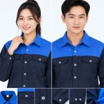 Đồng phục bảo hộ may sẵn màu xanh đen phối xanh dương