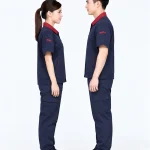 Đồng phục bảo hộ ngắn tay màu xanh đen phối đỏ