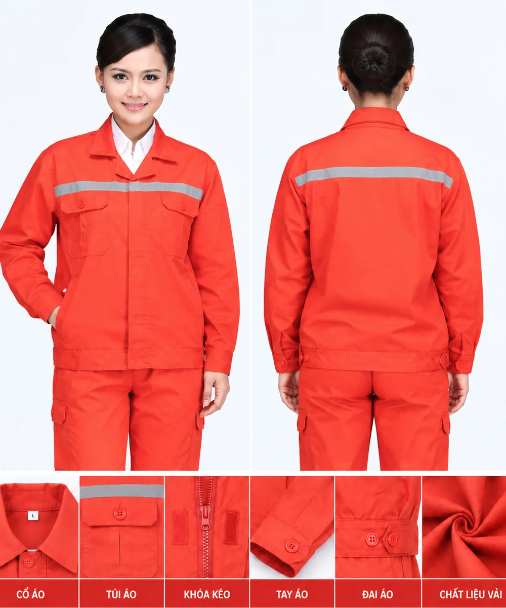 Đồng phục công nhân dài tay màu cam