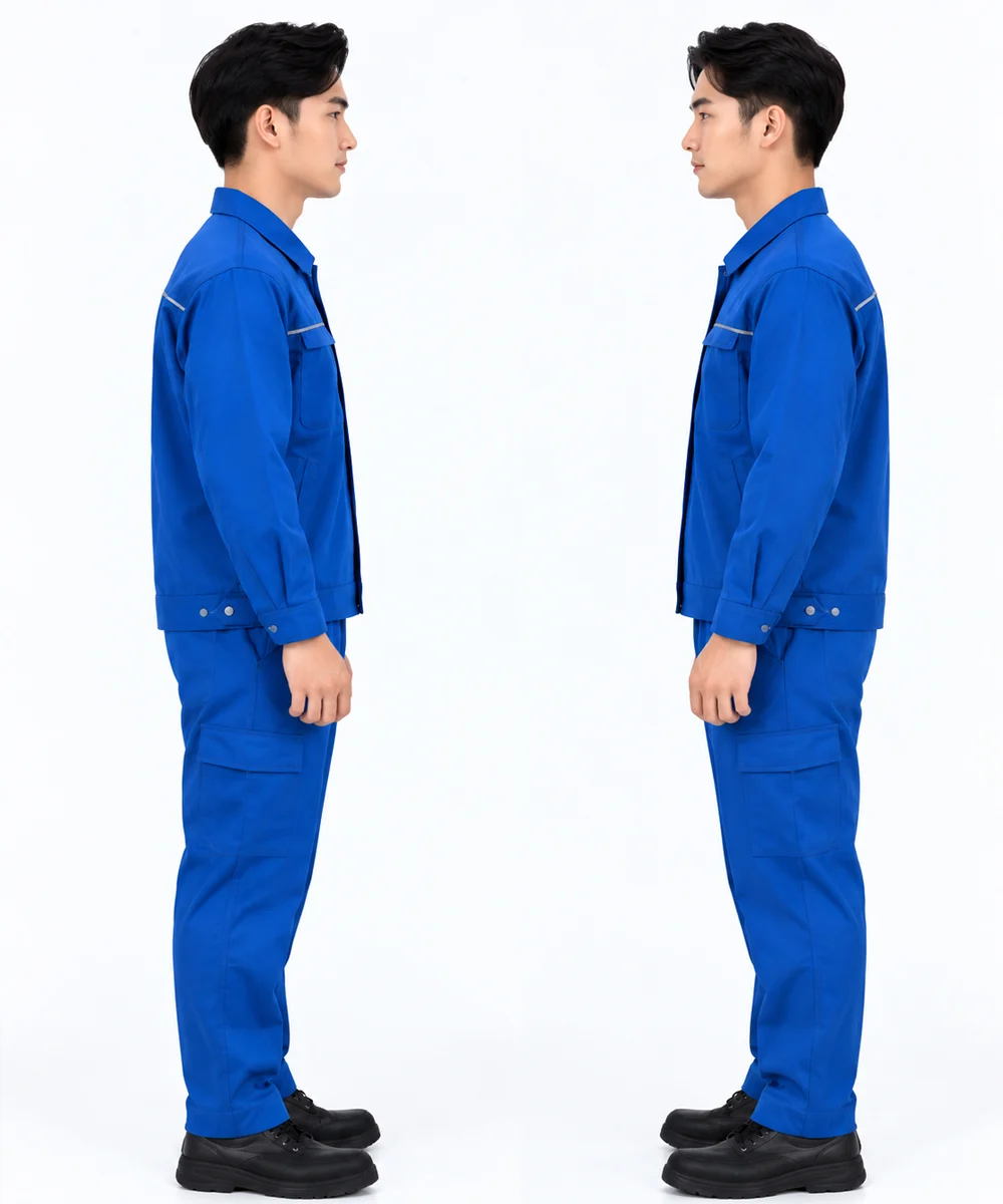 Đồng phục công nhân dài tay màu xanh YA