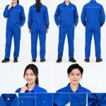 Đồng phục công nhân dài tay màu xanh YA