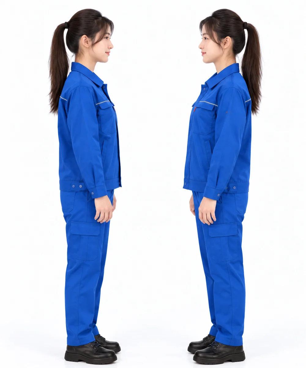 Đồng phục công nhân dài tay màu xanh YA