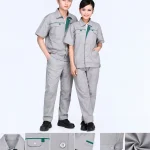 Đồng phục công nhân ghi xám phối xanh lá