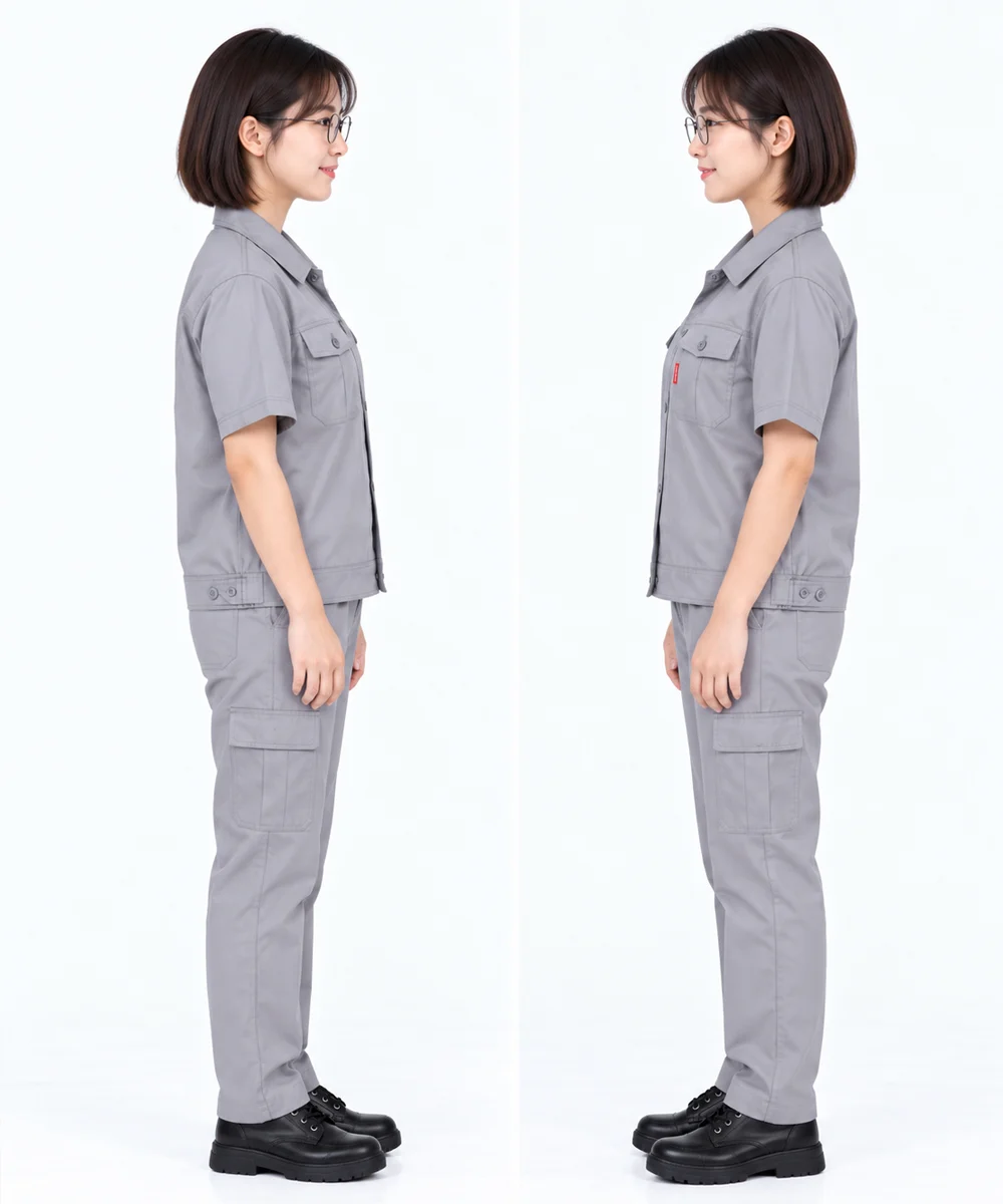 Đồng phục công nhân ngắn tay màu xám