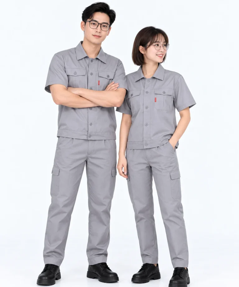 Đồng phục công nhân ngắn tay màu xám