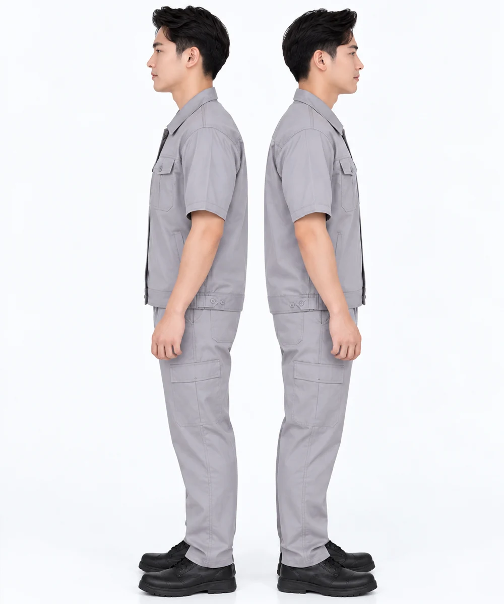 Đồng phục công nhân ngắn tay màu xám