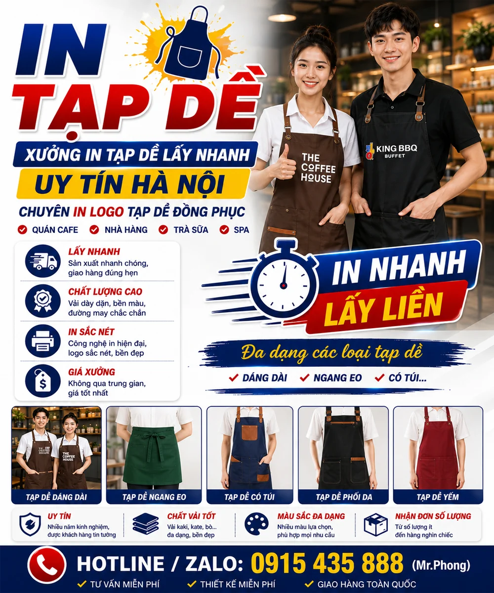 In tạp dề