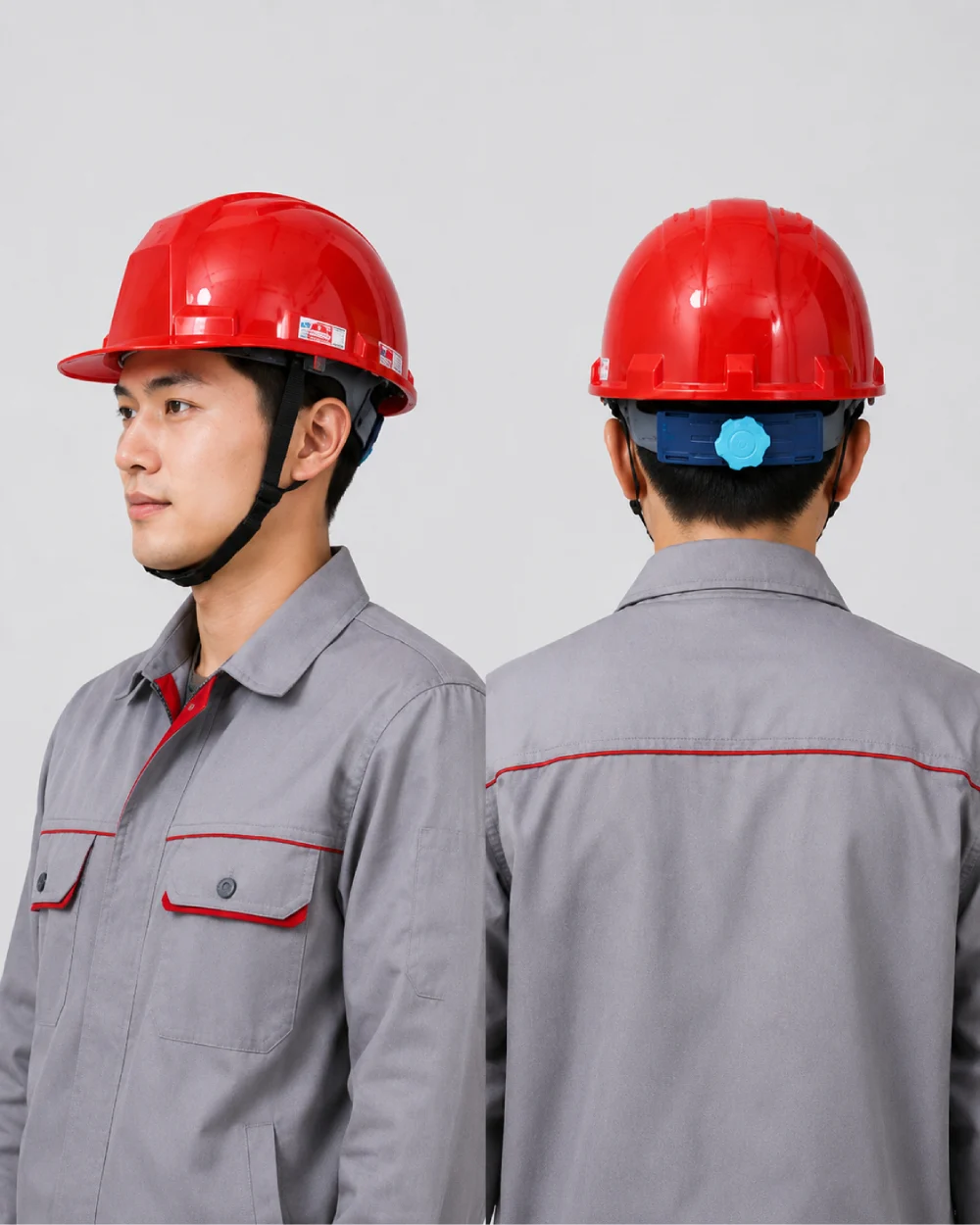 Mũ bảo hộ lao động 3 gân màu đỏ