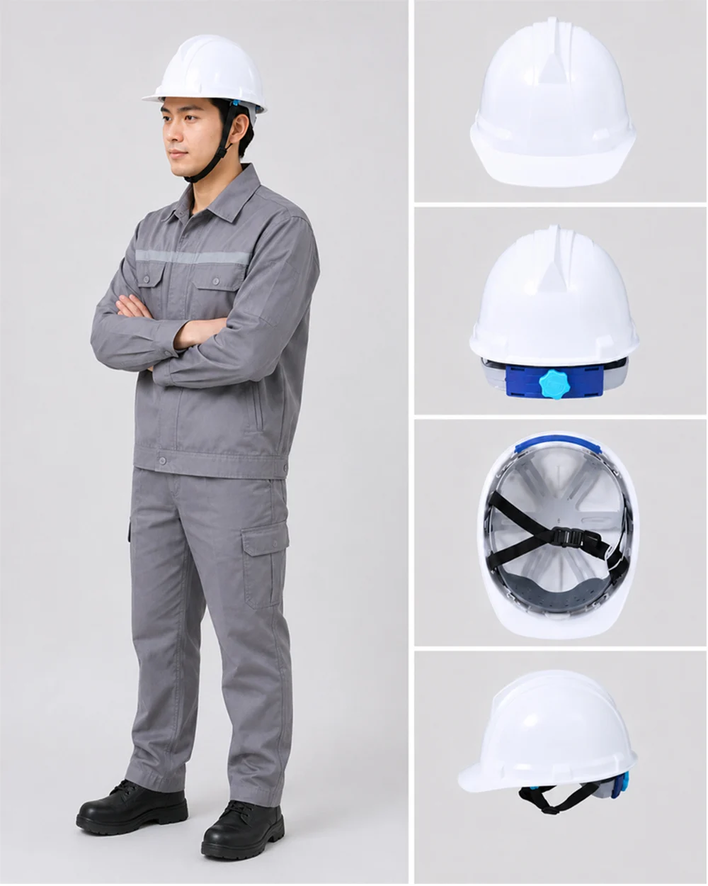 Mũ bảo hộ lao động 3 gân màu trắng