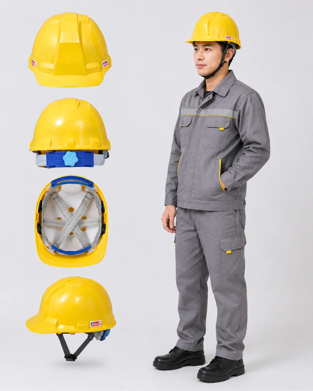 Mũ bảo hộ lao động 3 gân màu vàng
