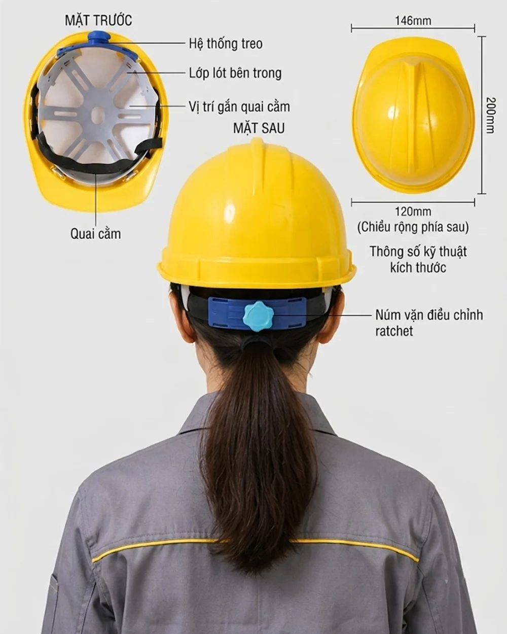 Mũ bảo hộ lao động màu vàng