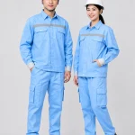 Quần áo bảo hộ lao động vải Kaki Protect màu xanh nhạt