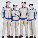 Quần áo bảo hộ lao động màu ghi phối xanh dương