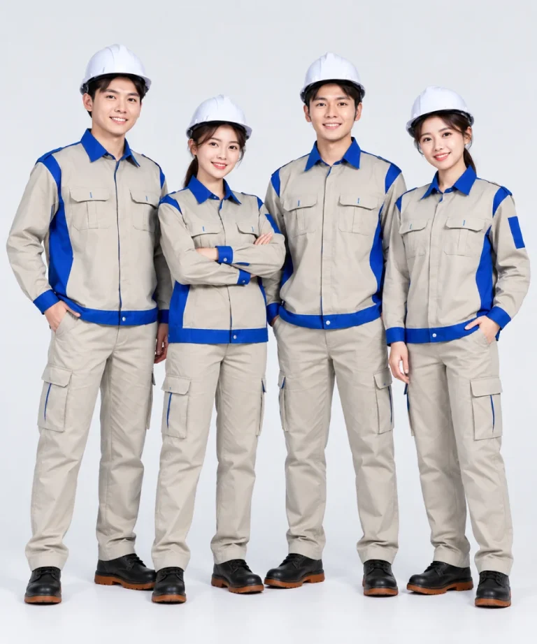 Quần áo bảo hộ lao động màu ghi phối xanh dương