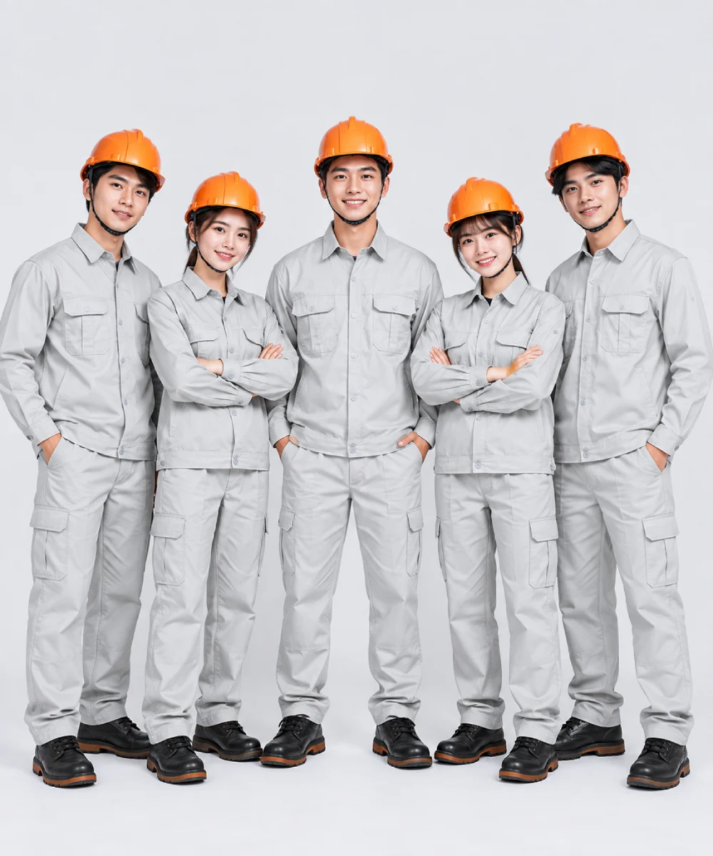 Quần áo bảo hộ lao động màu trắng xám