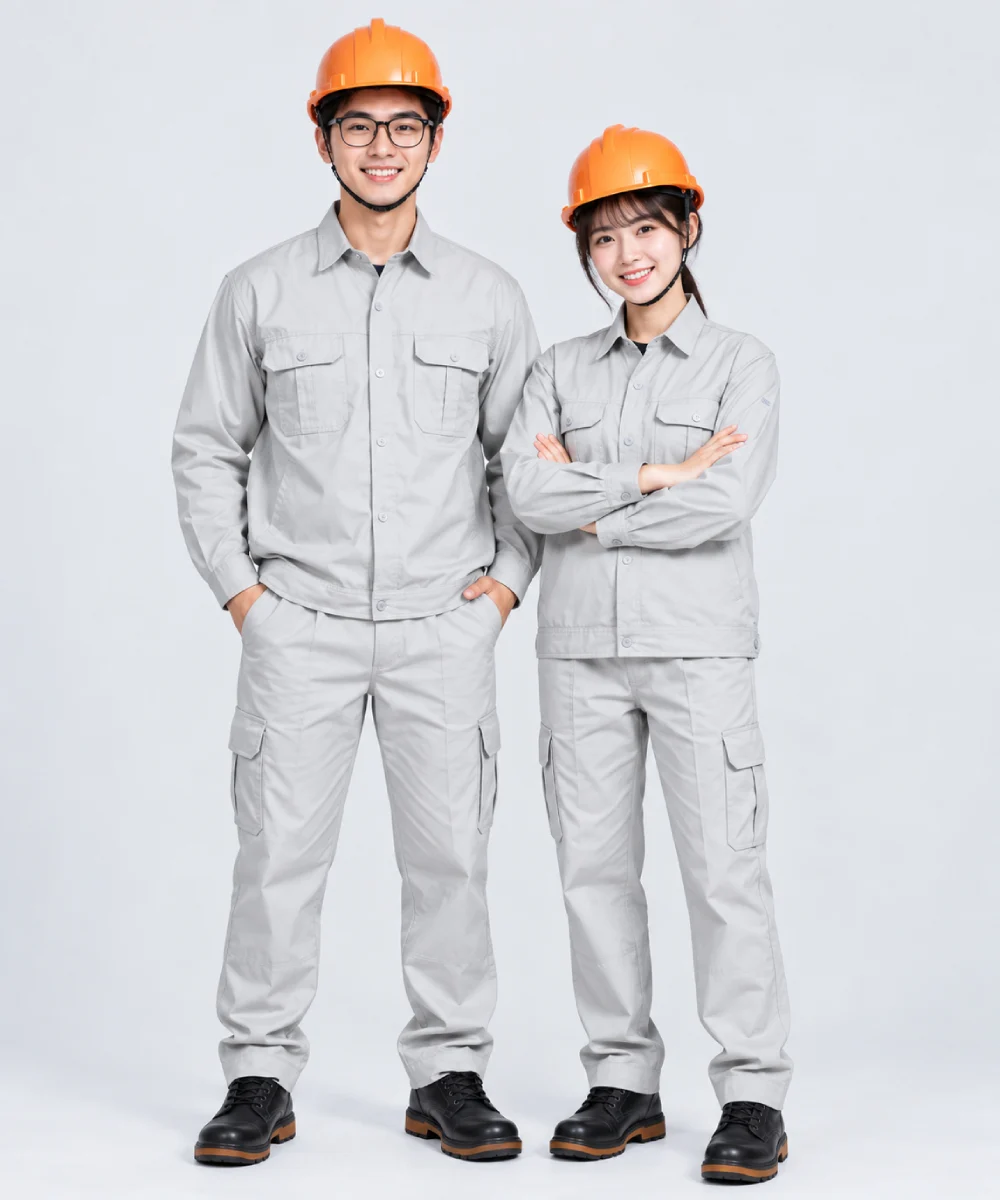 Quần áo bảo hộ lao động màu trắng xám