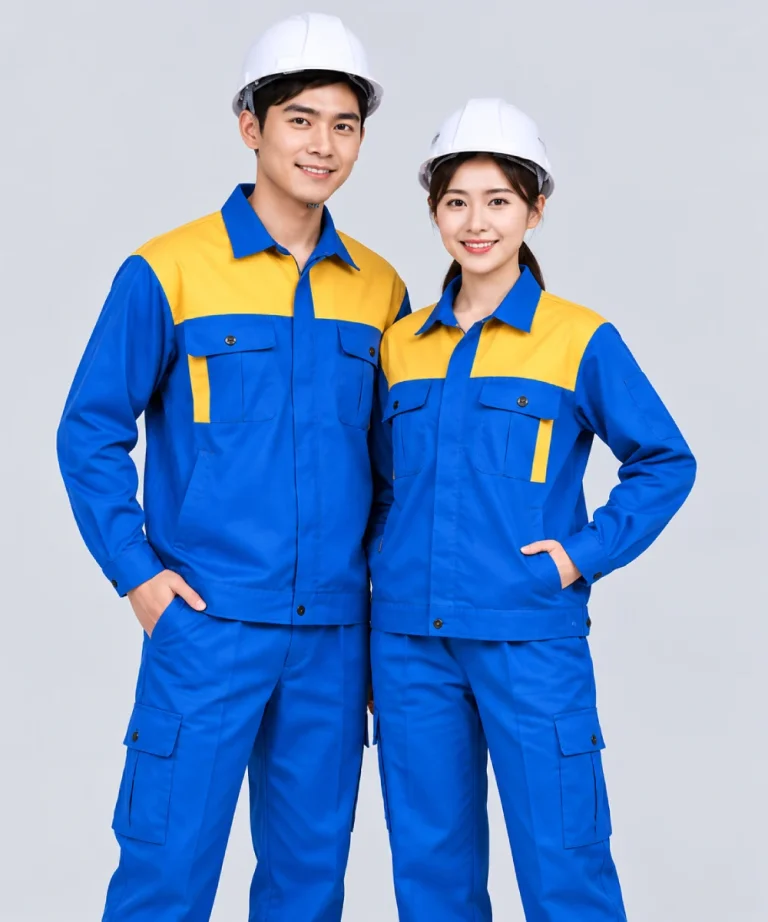 Quần áo bảo hộ lao động màu xanh YA phối vai vàng