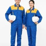 Quần áo bảo hộ lao động màu xanh dương phối cam