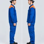Quần áo bảo hộ lao động màu xanh dương phối vai cam