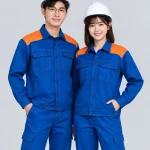 Quần áo bảo hộ lao động màu xanh dương phối vai cam