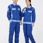 Quần áo bảo hộ lao động màu xanh dương phối xanh nhạt