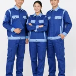 Quần áo bảo hộ lao động màu xanh dương phối xanh nhạt