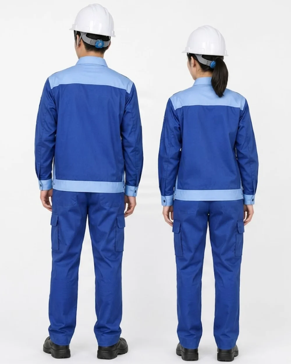Quần áo bảo hộ lao động màu xanh dương phối xanh nhạt