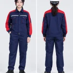 Quần áo bảo hộ lao động màu xanh navy phối đỏ