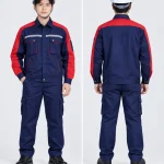 Quần áo bảo hộ lao động màu xanh navy phối đỏ