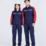 Quần áo bảo hộ lao động màu xanh navy phối đỏ