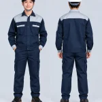 Quần áo bảo hộ lao động màu xanh navy phối vai ghi sáng