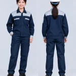 Quần áo bảo hộ lao động màu xanh navy phối vai ghi sáng