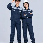 Quần áo bảo hộ lao động màu xanh navy phối vai ghi sáng