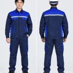 Quần áo bảo hộ lao động màu xanh navy phối xanh dương