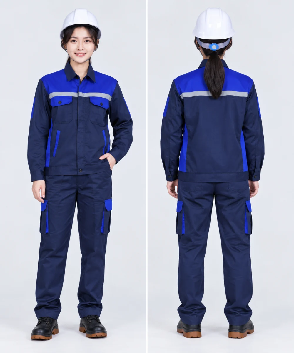 Quần áo bảo hộ lao động màu xanh navy phối xanh dương