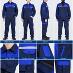 Quần áo bảo hộ lao động màu xanh navy phối xanh dương