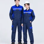 Quần áo bảo hộ lao động màu xanh navy phối xanh dương