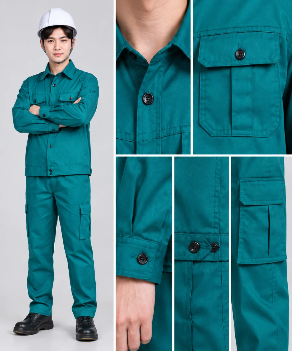 Quần áo bảo hộ lao động màu xanh ngọc bích