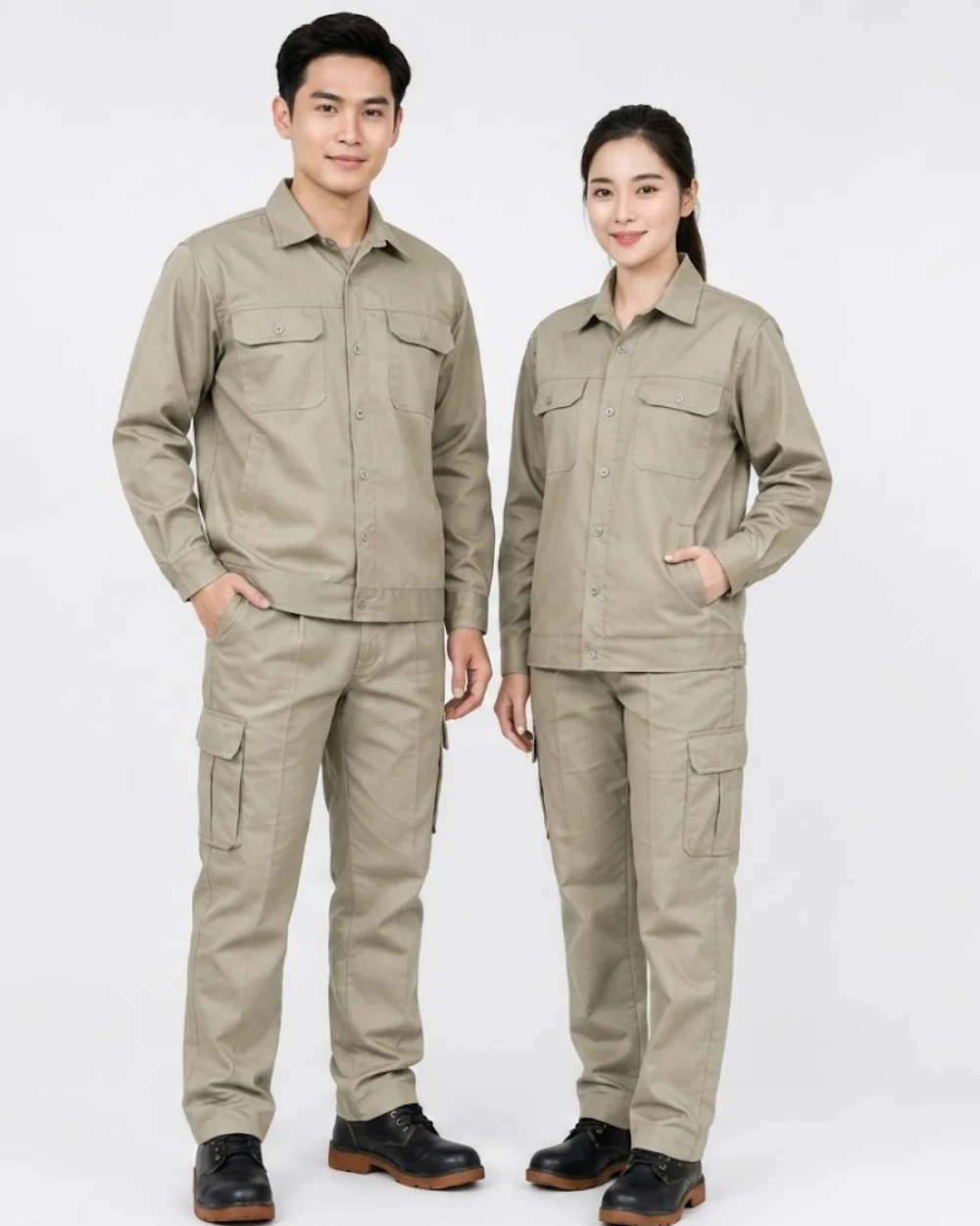 Quần áo bảo hộ lao động vải Kaki màu be