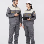 Quần áo bảo hộ vải Kaki Protect màu ghi đậm