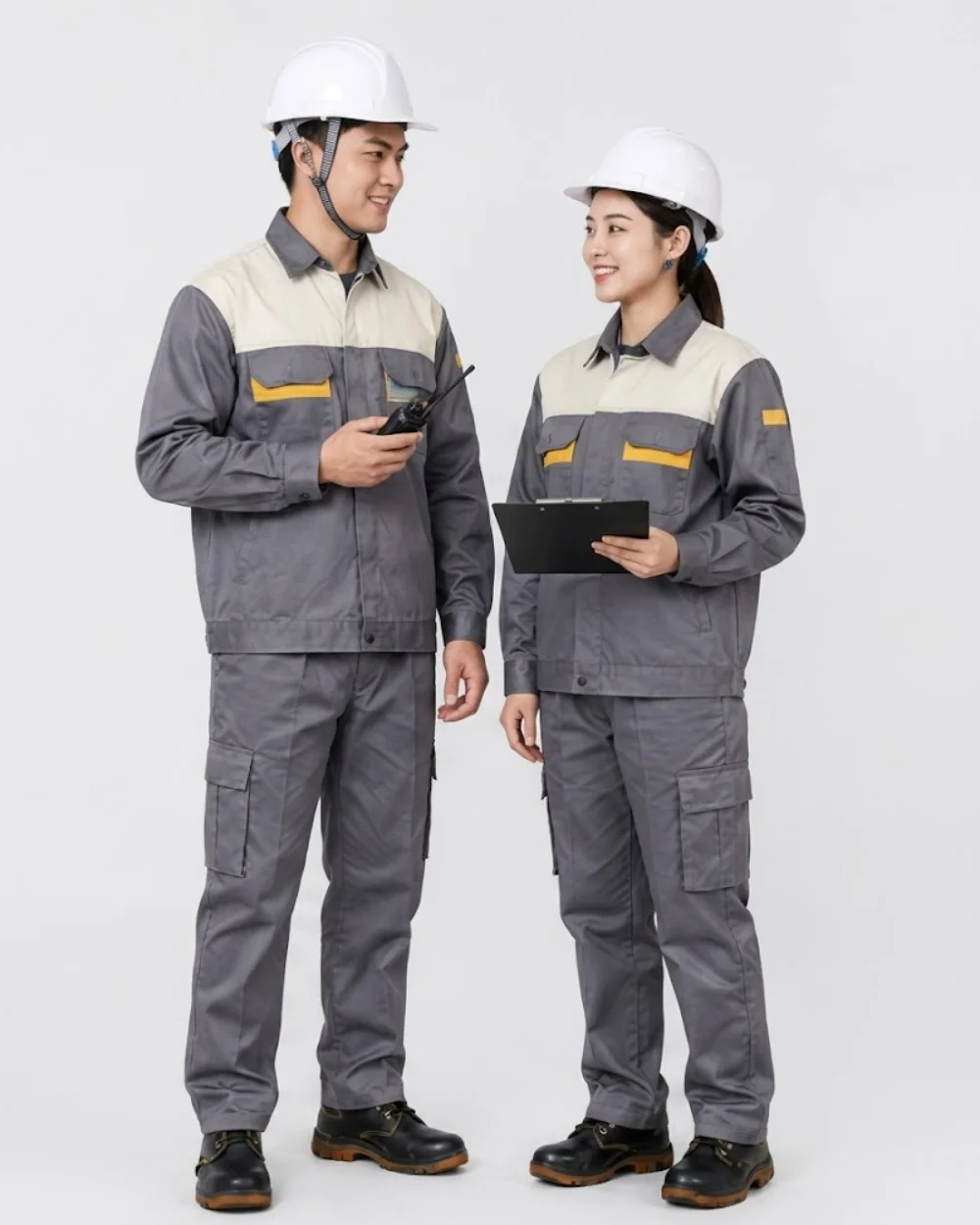 Quần áo bảo hộ vải Kaki Protect màu ghi đậm