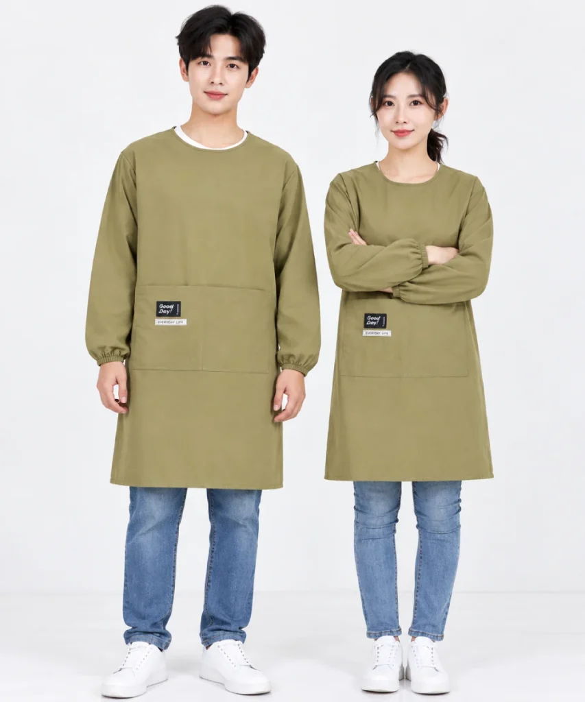 Tạp dề choàng tay dài bo chun có túi lớn