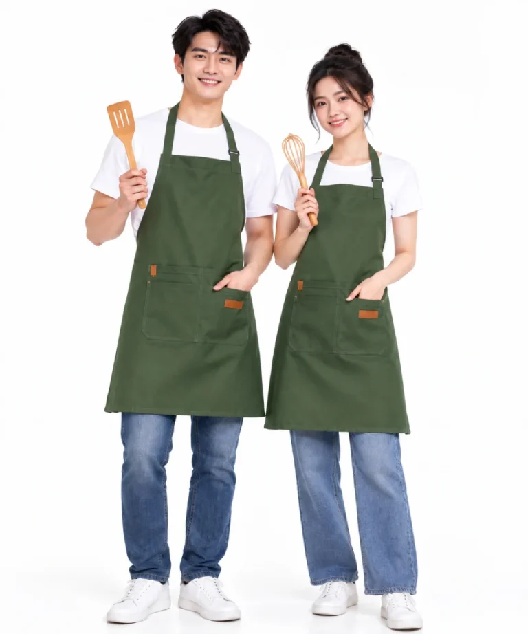 Tạp dề dáng dài màu xanh đậm