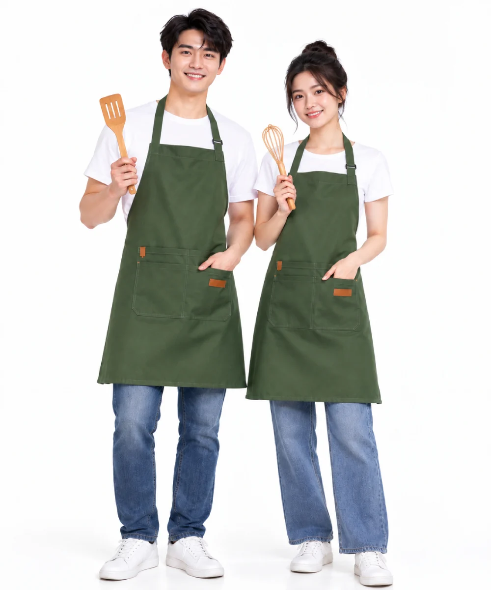 Tạp dề dáng dài màu xanh đậm