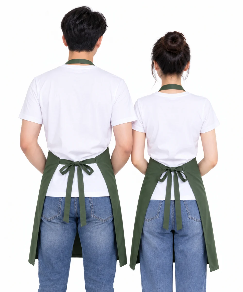 Tạp dề dáng dài màu xanh đậm