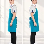 Tạp dề dáng dài quai đeo phối da luồn khoen kim loại