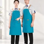 Tạp dề dáng dài quai đeo phối da luồn khoen kim loại