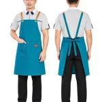 Tạp dề dáng dài quai đeo phối da luồn khoen kim loại